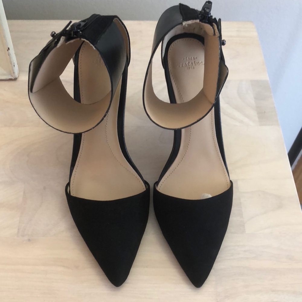 Zara pointed toe pumps with ankle cuff